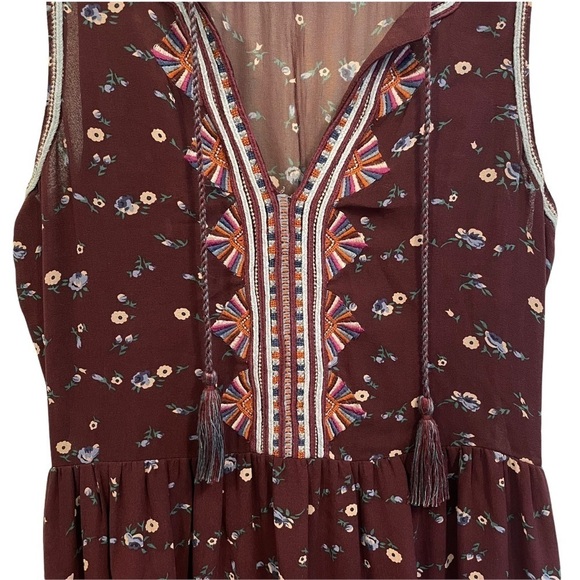 Ulla Johnson Silk Leena Floral Embroidered Burgundy Midi Dress 4 - Picture 3 of 15